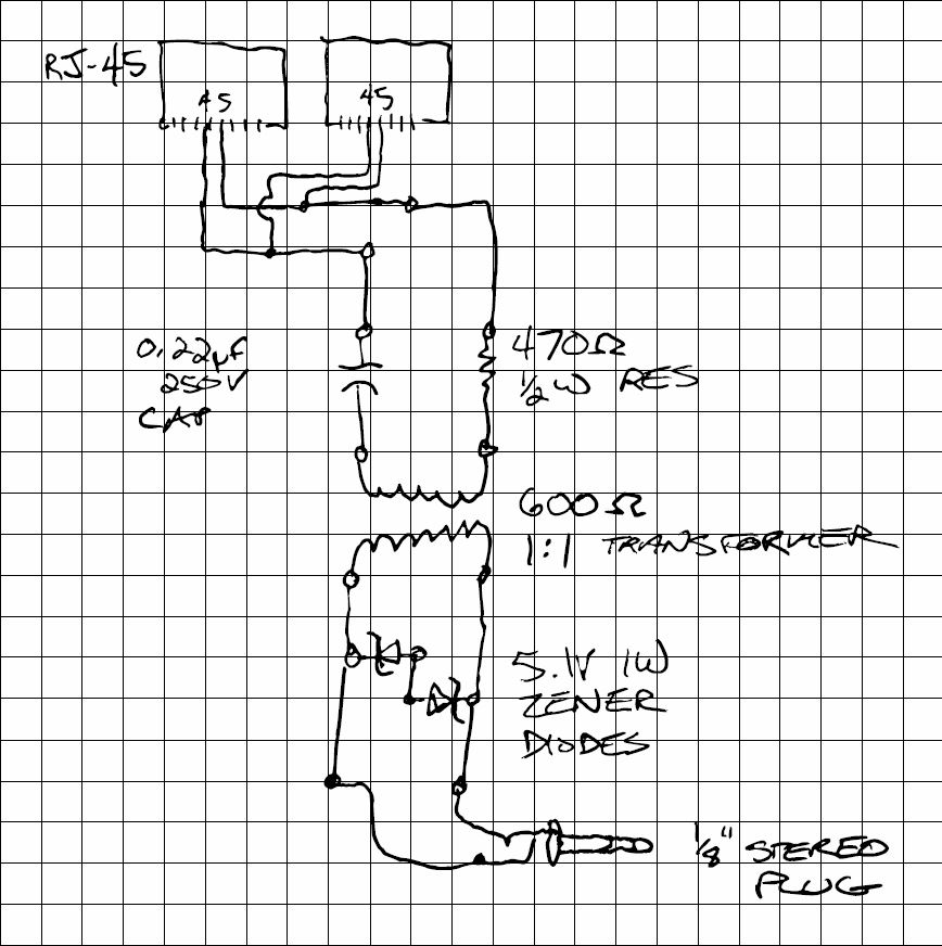 Hand-drawn Arduino POTS Isolation Circuit